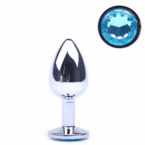 Metallic Anal Plug Diamond Blue Small
